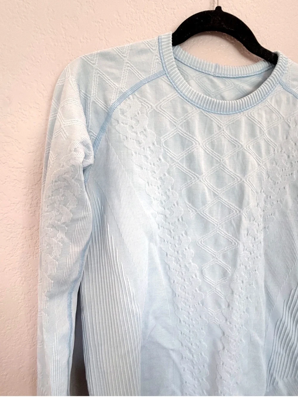 Lululemon Ebb to Street Long Sleeve Top Baby Blue Thumb Holes Seamless